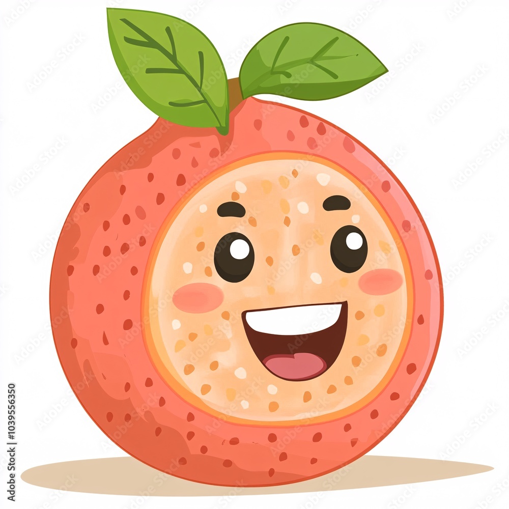 Obraz premium A cartoon guava with a cheerful face