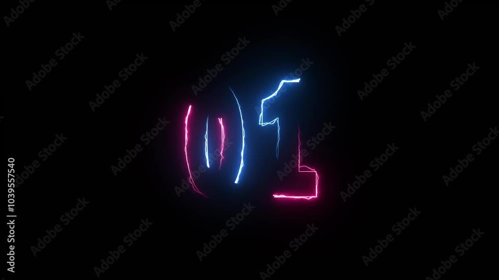 Abstract beautiful neon 1 number illustration background 4k.