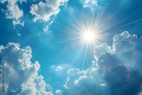 The sun shines brightly through the clouds