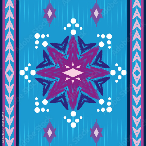 seamless Ikat flora pattern design for fabric curtain wallpaper mattresses carpet floor bed sheet bolster pillow blanket ceramic tile background wrapping ornament