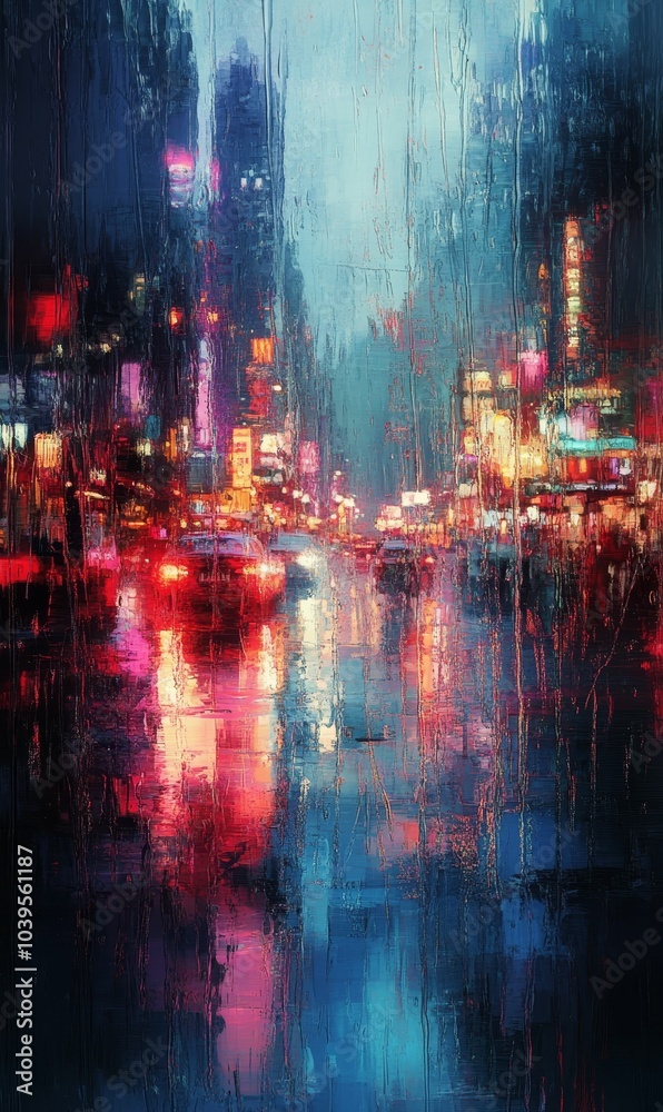 Abstract cityscape with rain streaks. Abstract cityscape with rain streaks.