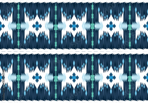 seamless Ikat flora pattern design for fabric curtain wallpaper mattresses carpet floor bed sheet bolster pillow blanket ceramic tile background wrapping ornament