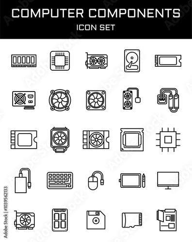 computer components icon set 