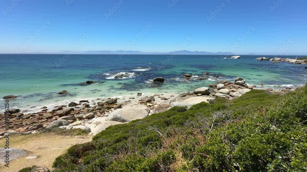 Beautiful Boulders Beach with with turquoise blue crystal clear water at Western Cape in South Africa Beautiful Boulders Beach with with turquoise blue crystal clear water at Western Cape in South Africa