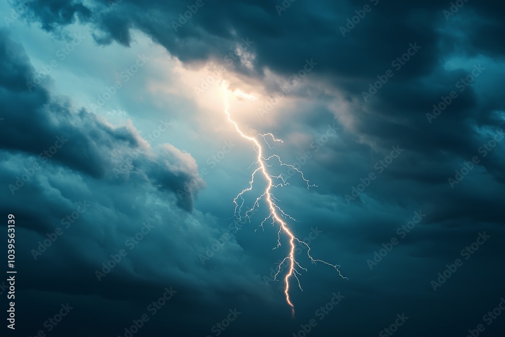 A dramatic scene of a lightning bolt cutting through dark, turbulent storm clouds, capturing the raw power of nature with electric energy and intensity. A dramatic scene of a lightning bolt cutting through dark, turbulent storm clouds, capturing the raw power of nature with electric energy and intensity.