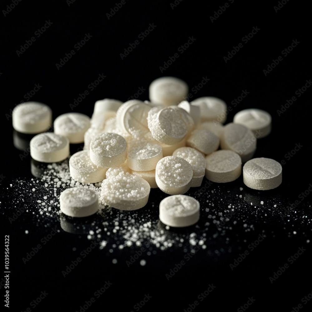 Effervescent Tablets. Bright and Colorful Tablets with Calcium for Medicinal Use Effervescent Tablets. Bright and Colorful Tablets with Calcium for Medicinal Use