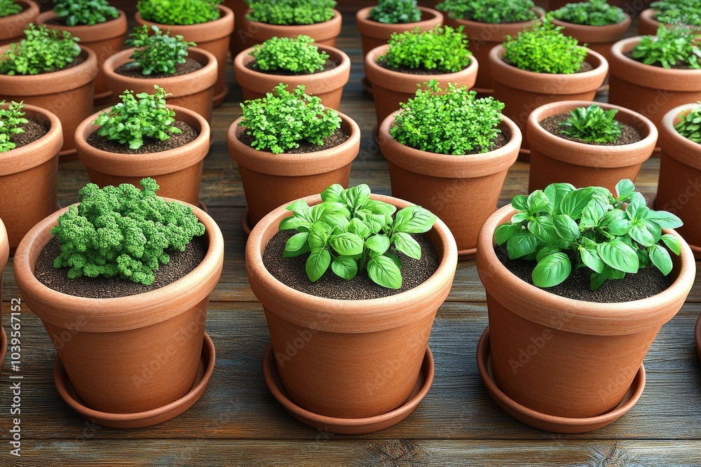 Rows of terracotta pots filled with green succulents arranged in a greenhouse setting representing indoor gardening plant care and home decor inspiration Rows of terracotta pots filled with green succulents arranged in a greenhouse setting representing indoor gardening plant care and home decor inspiration