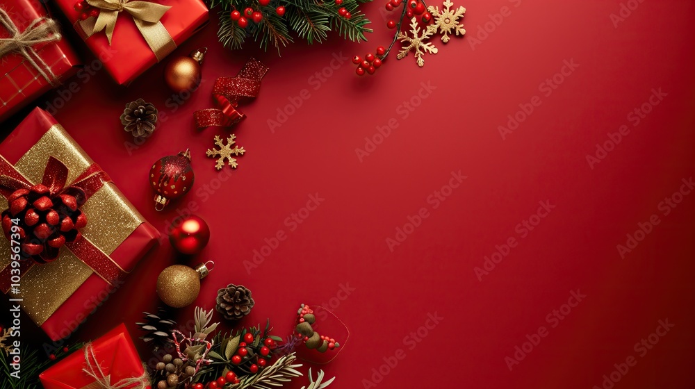 A vibrant and elegant Christmas card design featuring suspended red baubles with a snowy, bokeh-lit background, creating a cheerful and shimmering holiday atmosphere. A vibrant and elegant Christmas card design featuring suspended red baubles with a snowy, bokeh-lit background, creating a cheerful and shimmering holiday atmosphere.