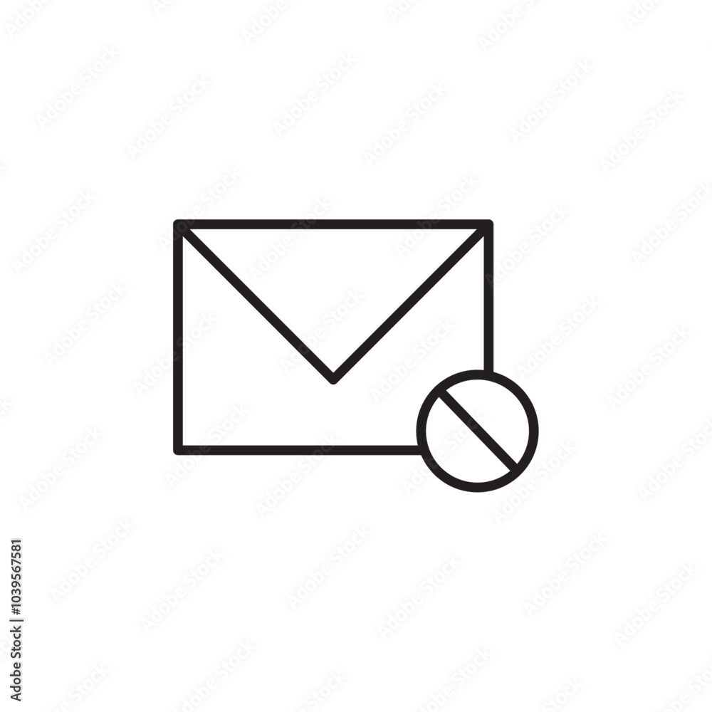 Blocked mail icon Flat line illustration Blocked mail icon Flat line illustration