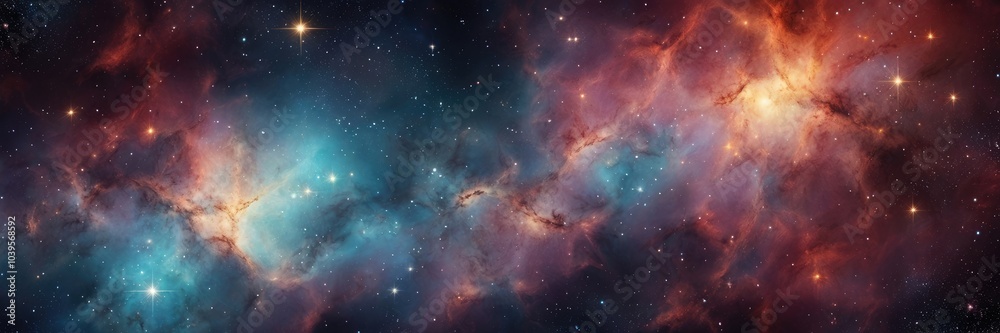 Fototapeta premium Colorful nebula and stars Space abstract background