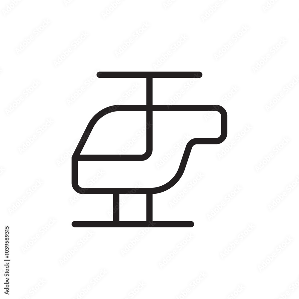 Helicopter icon Flat line illustration Helicopter icon Flat line illustration