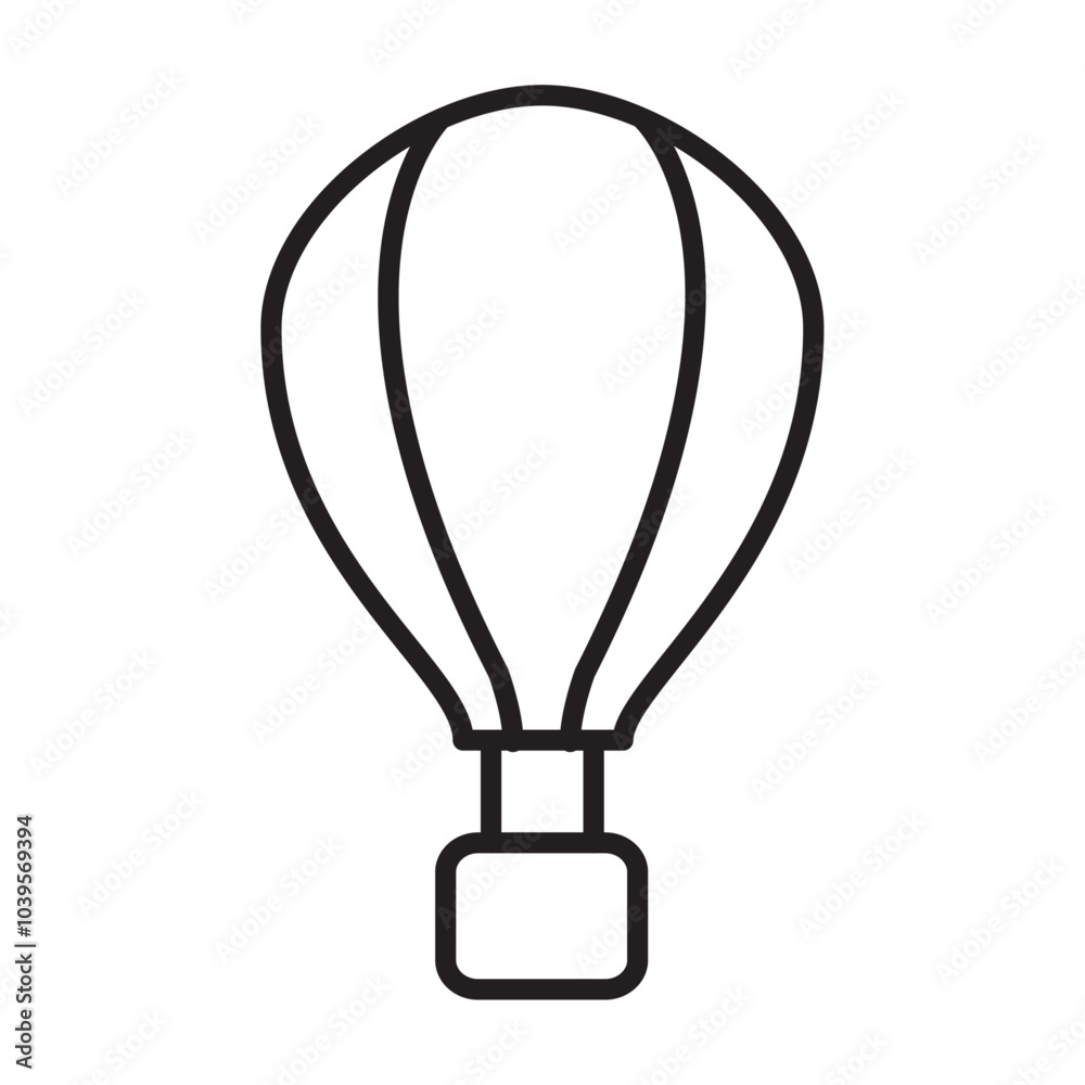 Hot air balloon icon Flat line illustration Hot air balloon icon Flat line illustration