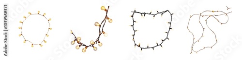 Set of string of small lights drop of isolated on transparent background