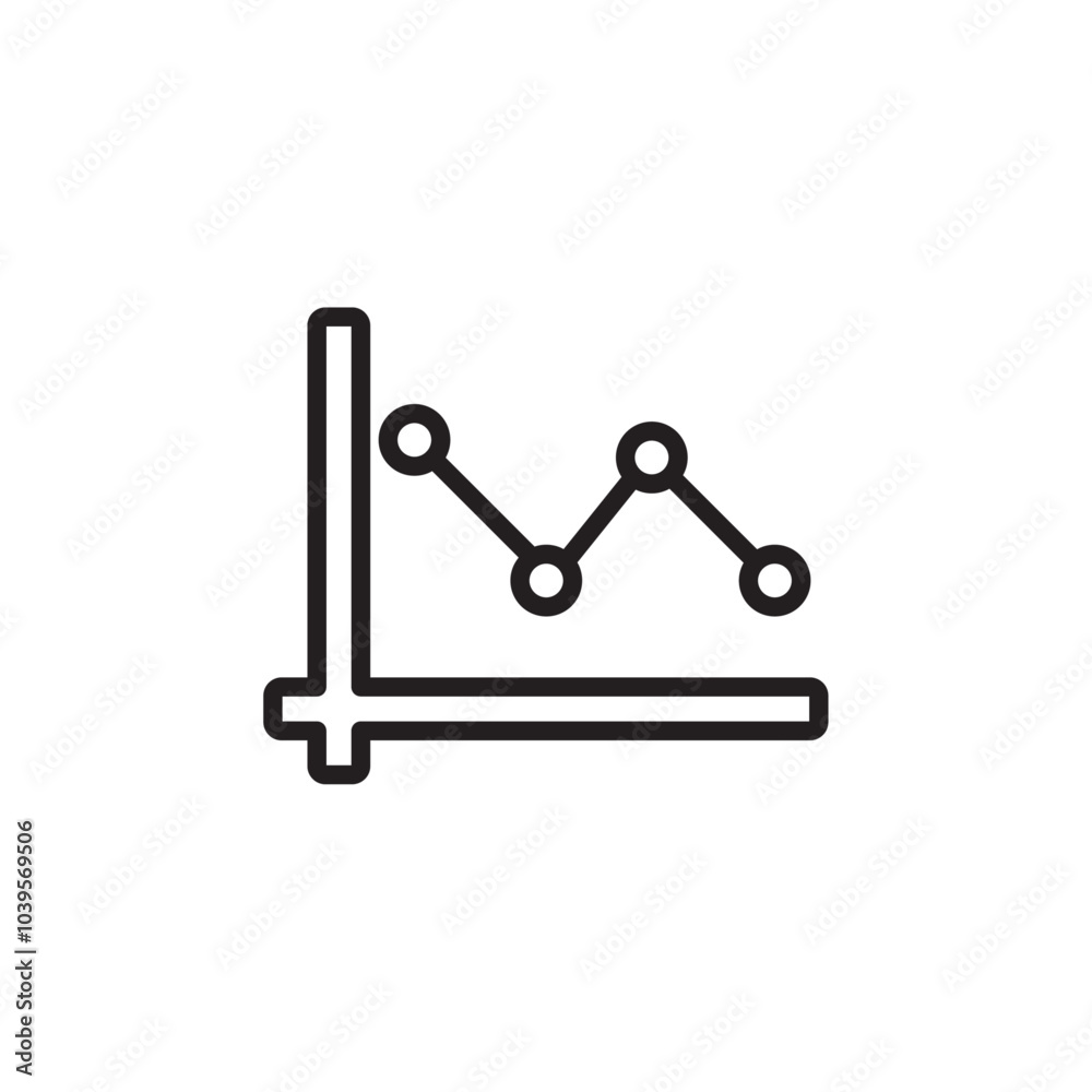 Line chart decreae icon Flat line illustration Line chart decreae icon Flat line illustration