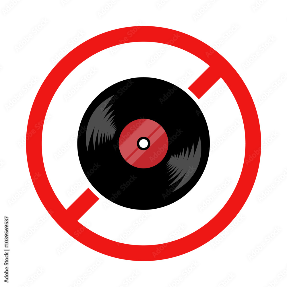 No Vinyl Record Sign on White Background No Vinyl Record Sign on White Background