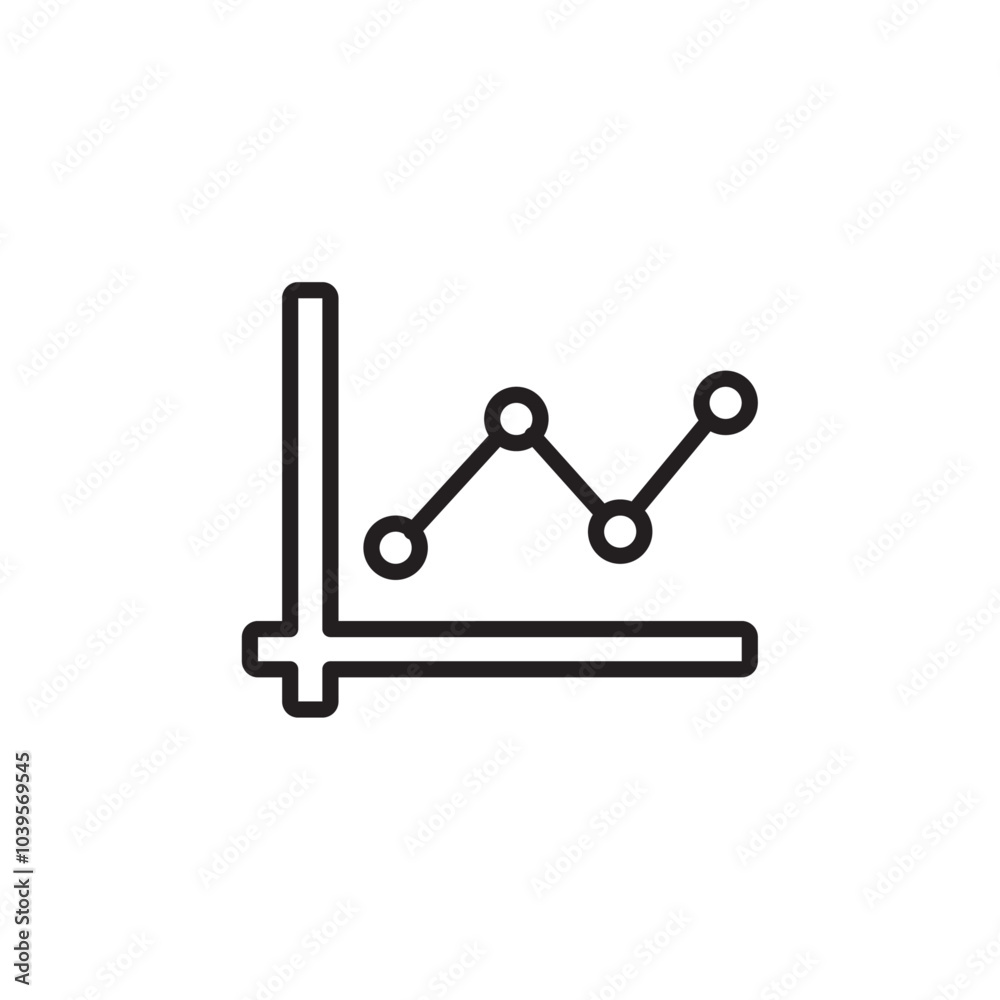 Line chart increase icon Flat line illustration Line chart increase icon Flat line illustration