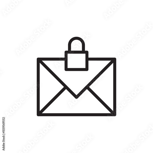 Locked mail icon Flat line illustration
