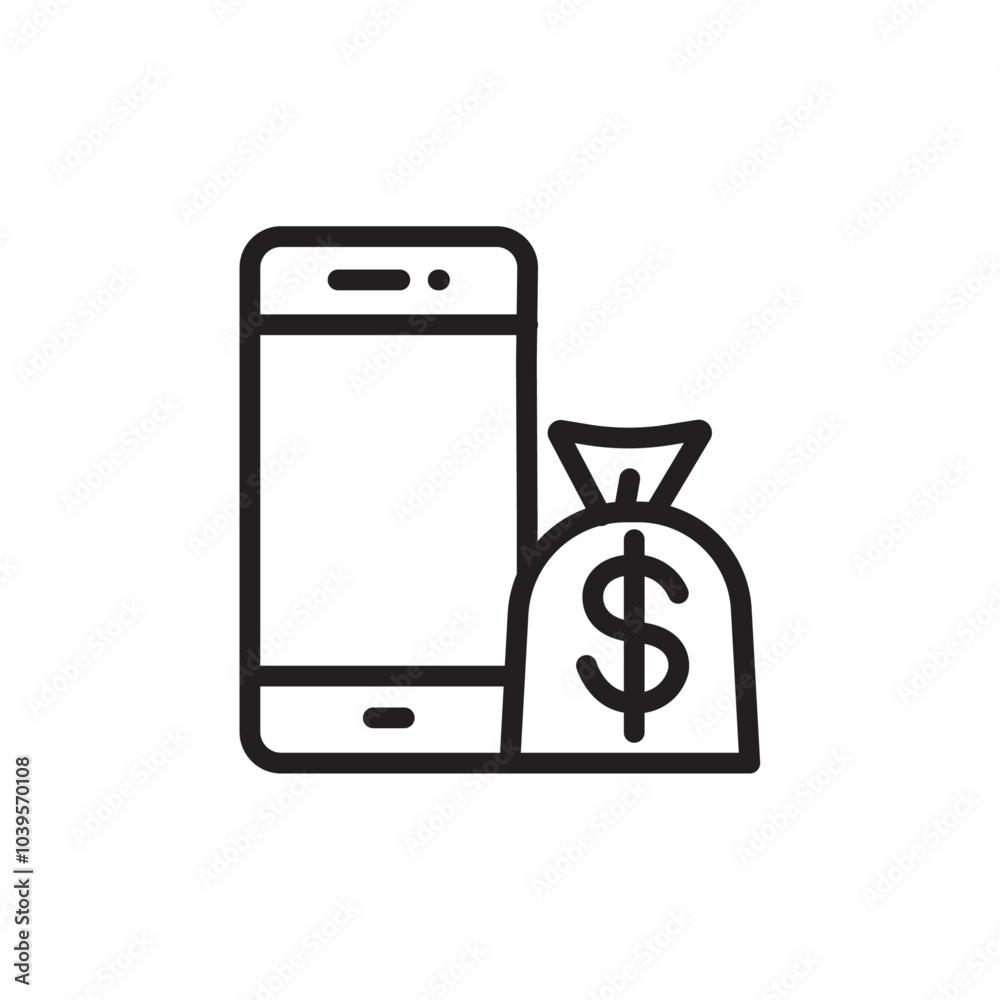 Online earning icon Flat line illustration Online earning icon Flat line illustration
