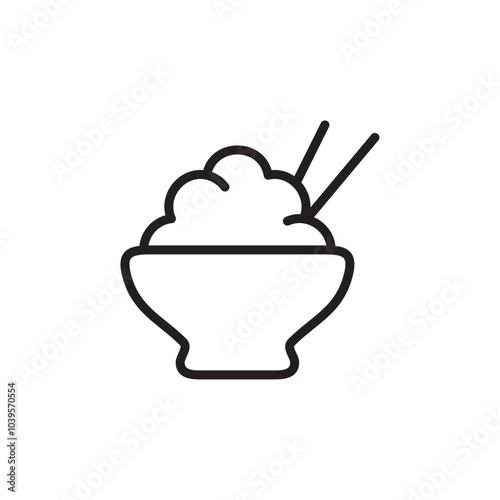 Rice bowl icon Flat line illustration