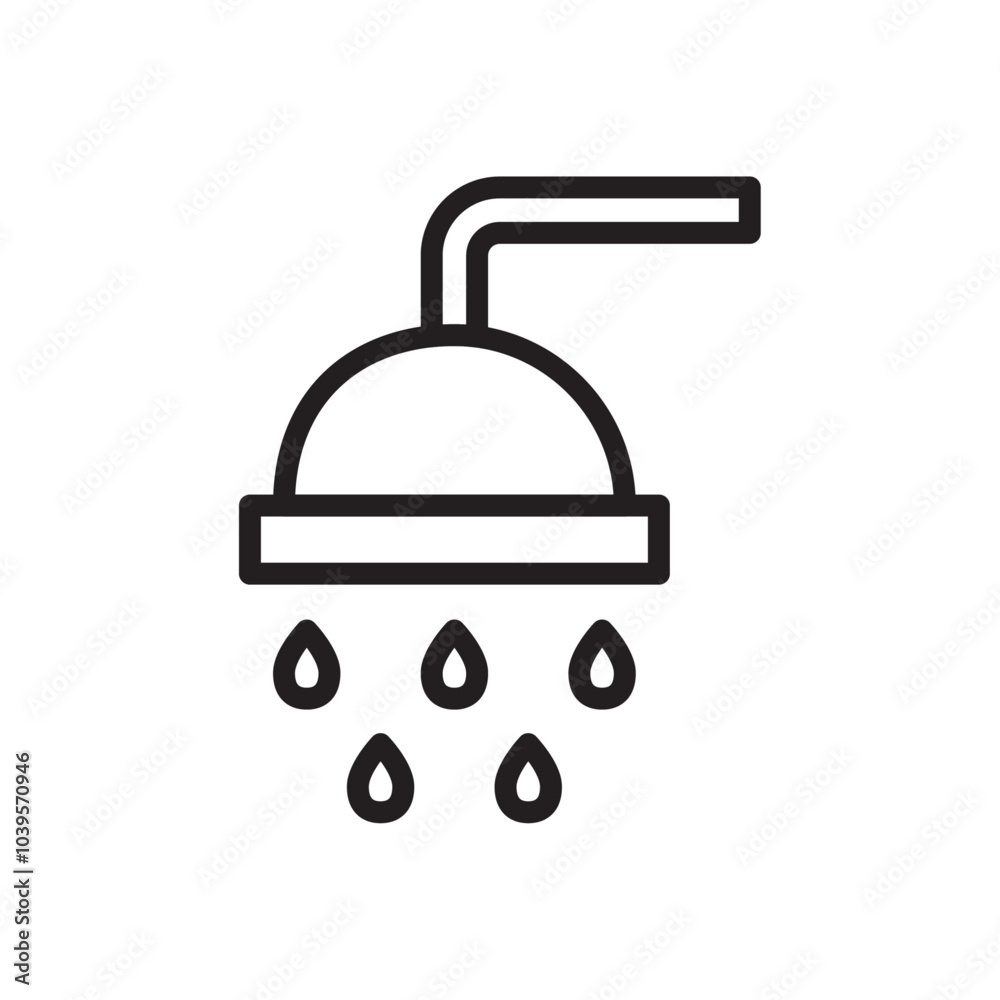 Shower icon Flat line illustration Shower icon Flat line illustration