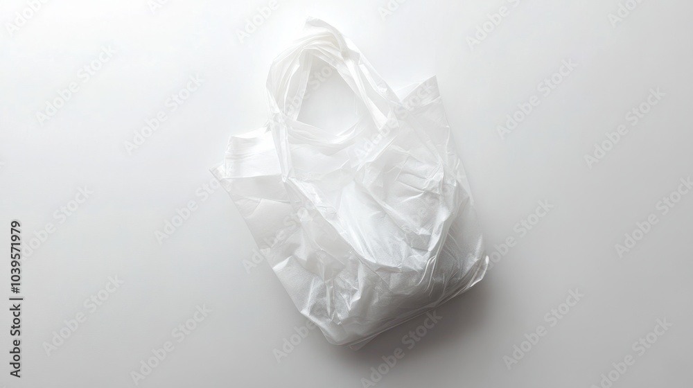 Fototapeta premium shopping bag lying flat with light wrinkles, isolated on white background