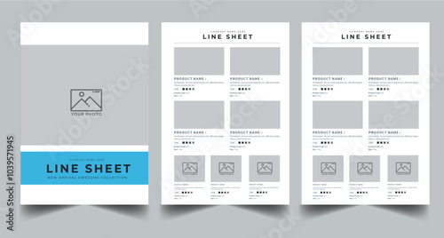  Line Sheet, Product Catalog Design Layout Template With 3 page design concept
