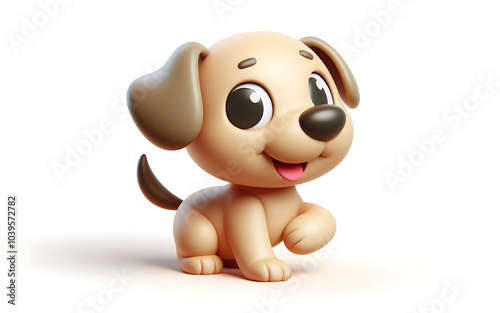 3d cute puppy dog clipart, dog with smile