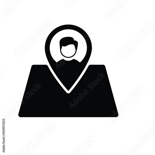 location icon. Location pin with avatar. simple design style. Travel, navigation, destination, delivery, target pictograms. Road map sign. vector template design