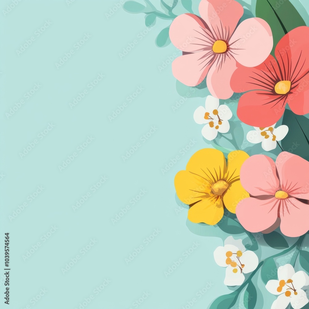 Fototapeta premium A colorful flower arrangement with a blue background