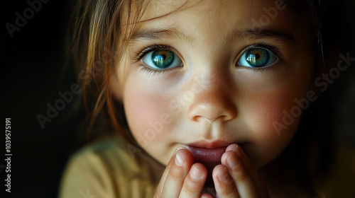 Innocent Child with Grateful Expression in Bright Eyes