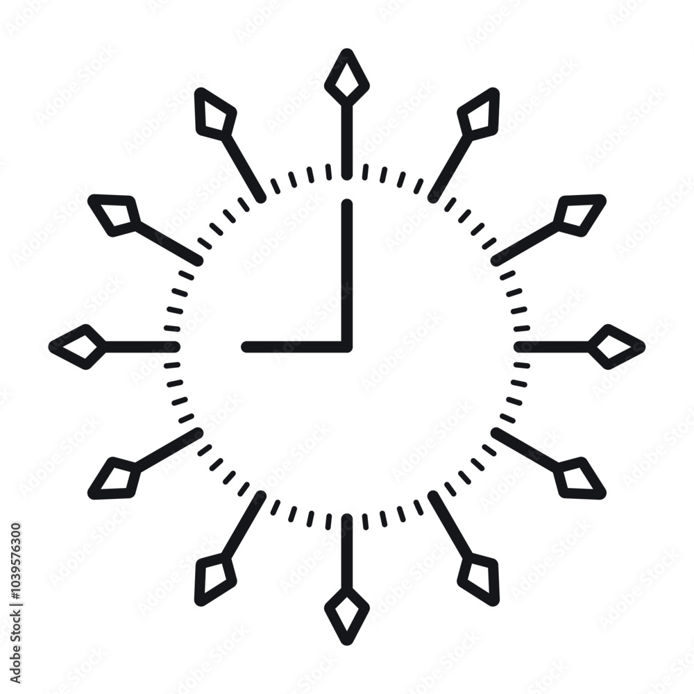 Analog clock face with arrow sign on white background. round wall clock concept Analog clock face with arrow sign on white background. round wall clock concept