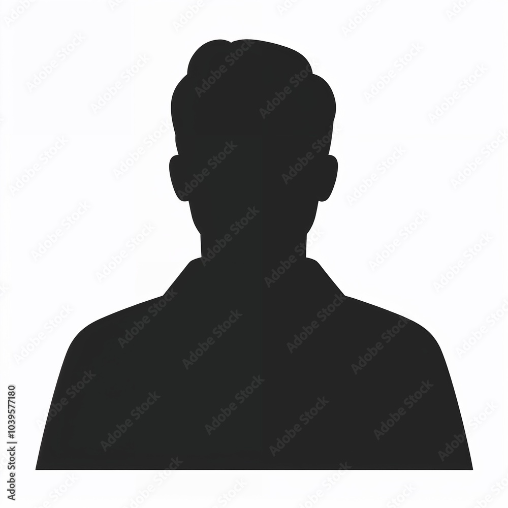 Silhouette of a person against a plain white background, clean and simple design for profile use Silhouette of a person against a plain white background, clean and simple design for profile use