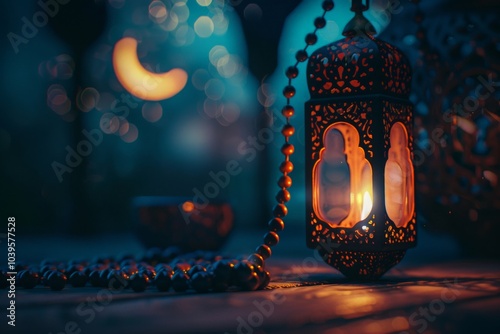 Ornate Lantern with Warm Glow photo