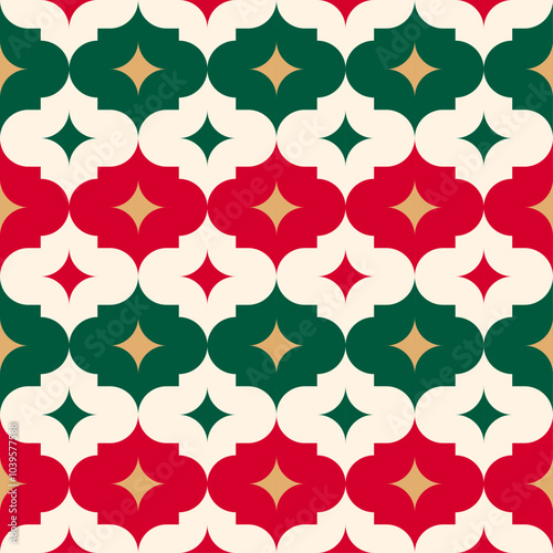 Luxury retro geometrical elements seamless pattern design for christmas and new year holidays.