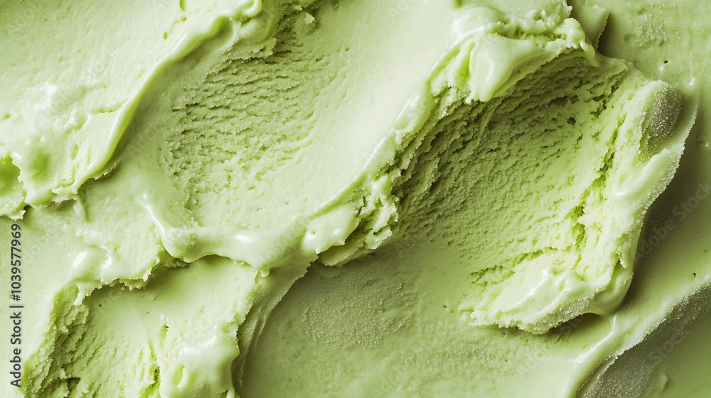 Obraz premium A close-up of smooth, creamy green ice cream with a textured surface.