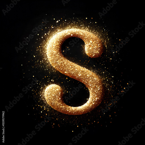 Gold letters S black background photo