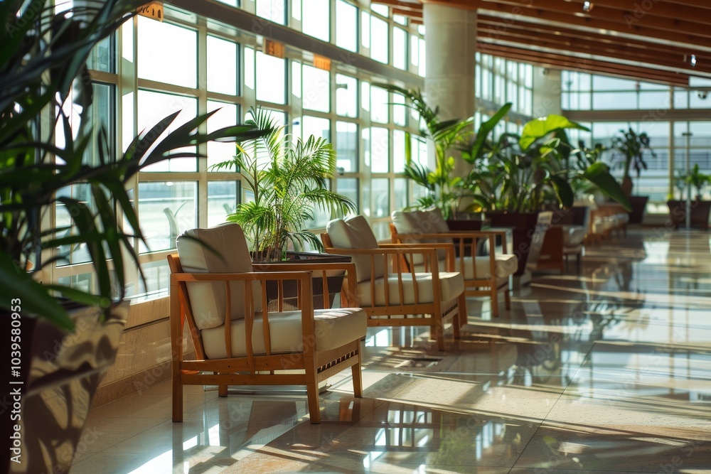 Lounge Chairs in Modern Airport Terminal Lounge Chairs in Modern Airport Terminal