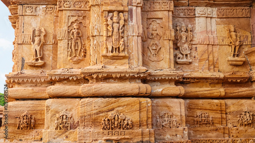 Beautiful carvings of Hindu deities on Surajdeval Temple, Thangadh, Surendranagar, Gujarat, India. photo