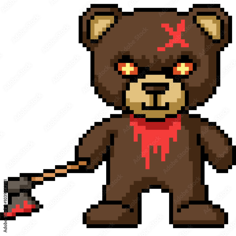 pixel art of scary murderer bear pixel art of scary murderer bear