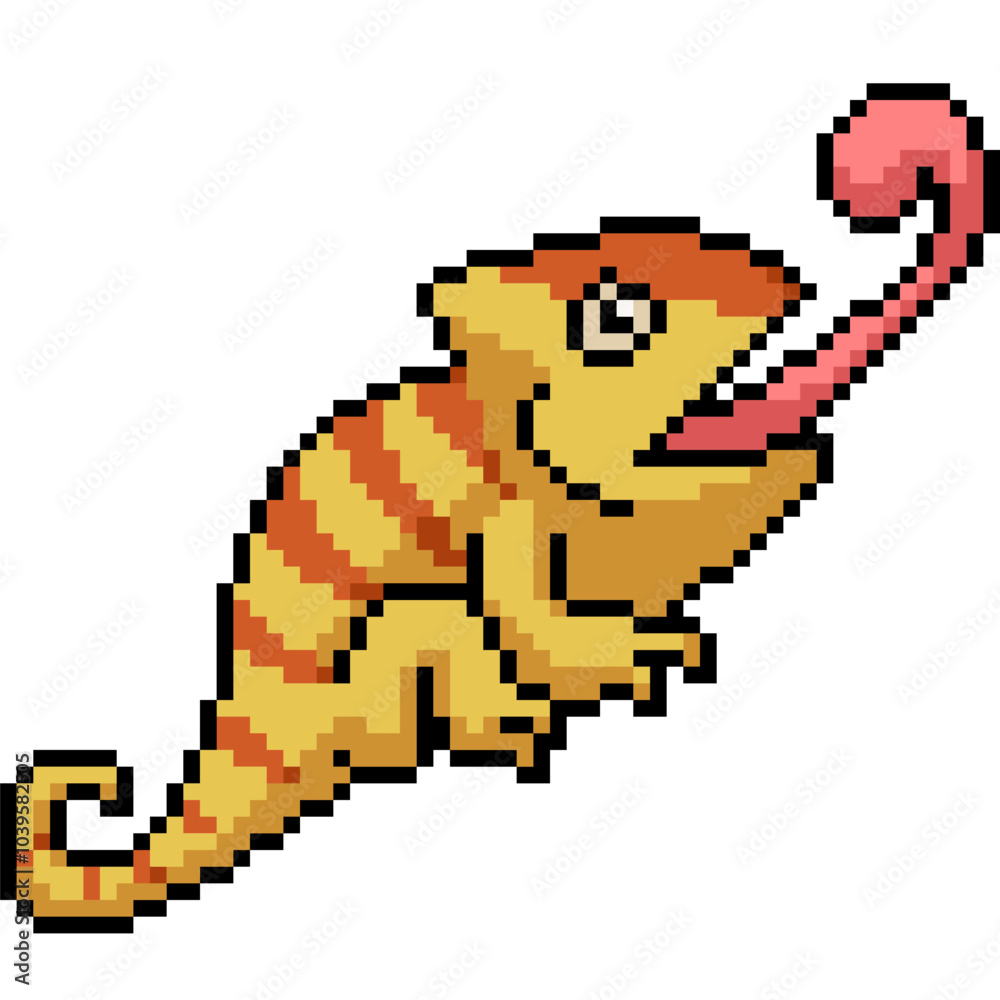 Fototapeta premium pixel art of yellow fat chameleon