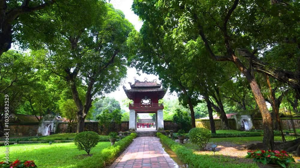 view of Khue Van Cac pavilion in Temper of Literature or Van Mieu - Vietnam's first national university in Hanoi city, Vietnam. view of Khue Van Cac pavilion in Temper of Literature or Van Mieu - Vietnam's first national university in Hanoi city, Vietnam.