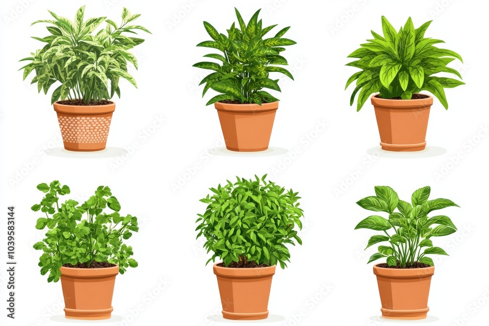Fototapeta premium Potted houseplants with broad green leaves symbolizing indoor plant care green living and vibrant home decor trends focused on natural elements