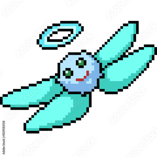 pixel art of blur fairy angel