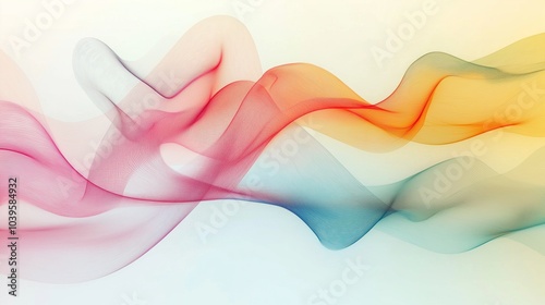 Colorful abstract line waves on white background