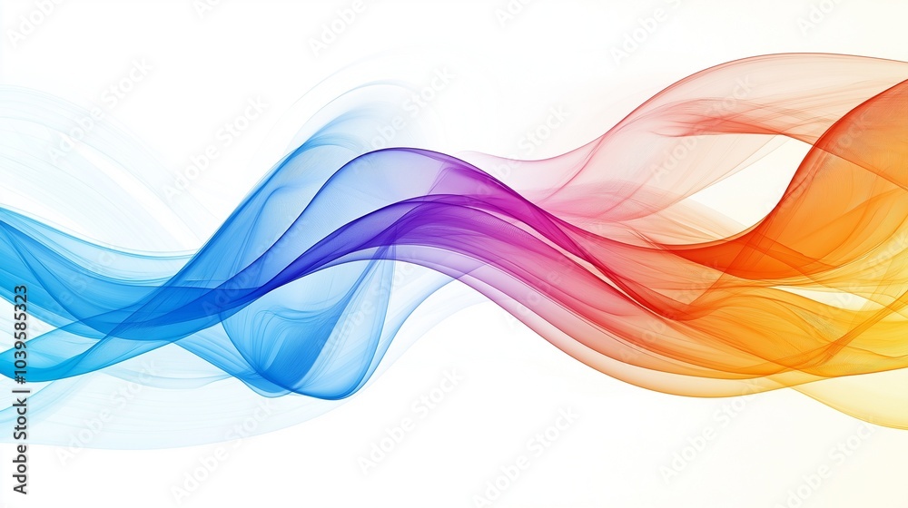 Colorful abstract line waves on white background Colorful abstract line waves on white background