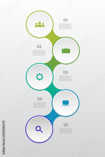 Molecule template with 5 steps, options, parts or processes. Presentation of nanotechnology, teamwork or business processes.