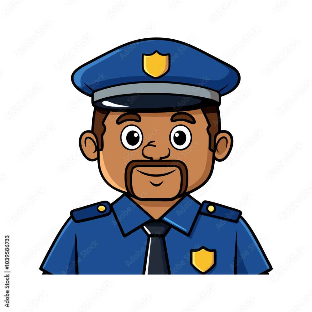 Vector illustration of a cartoon policeman in a funny style, profession Vector illustration of a cartoon policeman in a funny style, profession