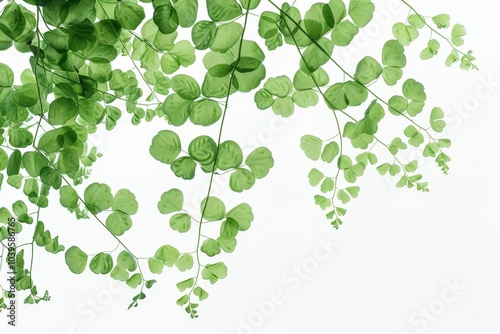 Green Leaves on a White Background 