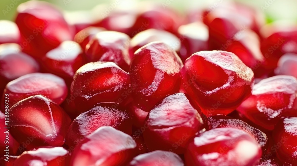 A juicy close-up of fresh pomegranate seeds, shining like rubies, ready to be enjoyed as a healthy, delicious treat. A juicy close-up of fresh pomegranate seeds, shining like rubies, ready to be enjoyed as a healthy, delicious treat.