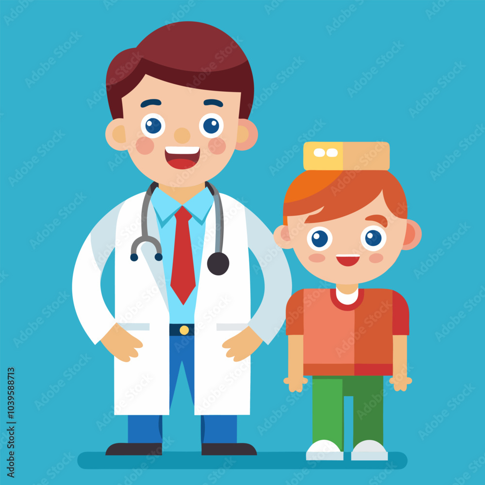 Vector illustration of a doctor and a child Vector illustration of a doctor and a child